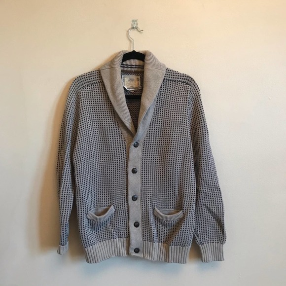 G.H. Bass & Co. Sweaters Vintage M Cardigan Men Gray Black Knitwear